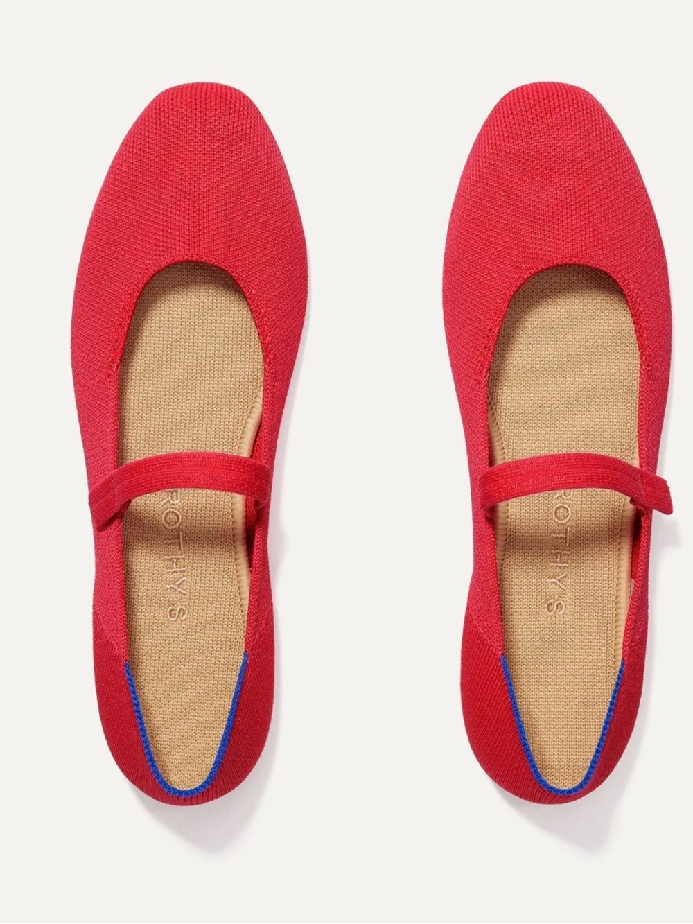 Rothy’s The Square Mary Jane Red Ballerina Shoes Flats Women’s Size 10.5 $100